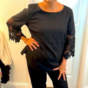 Black Blouse w lace sleeves